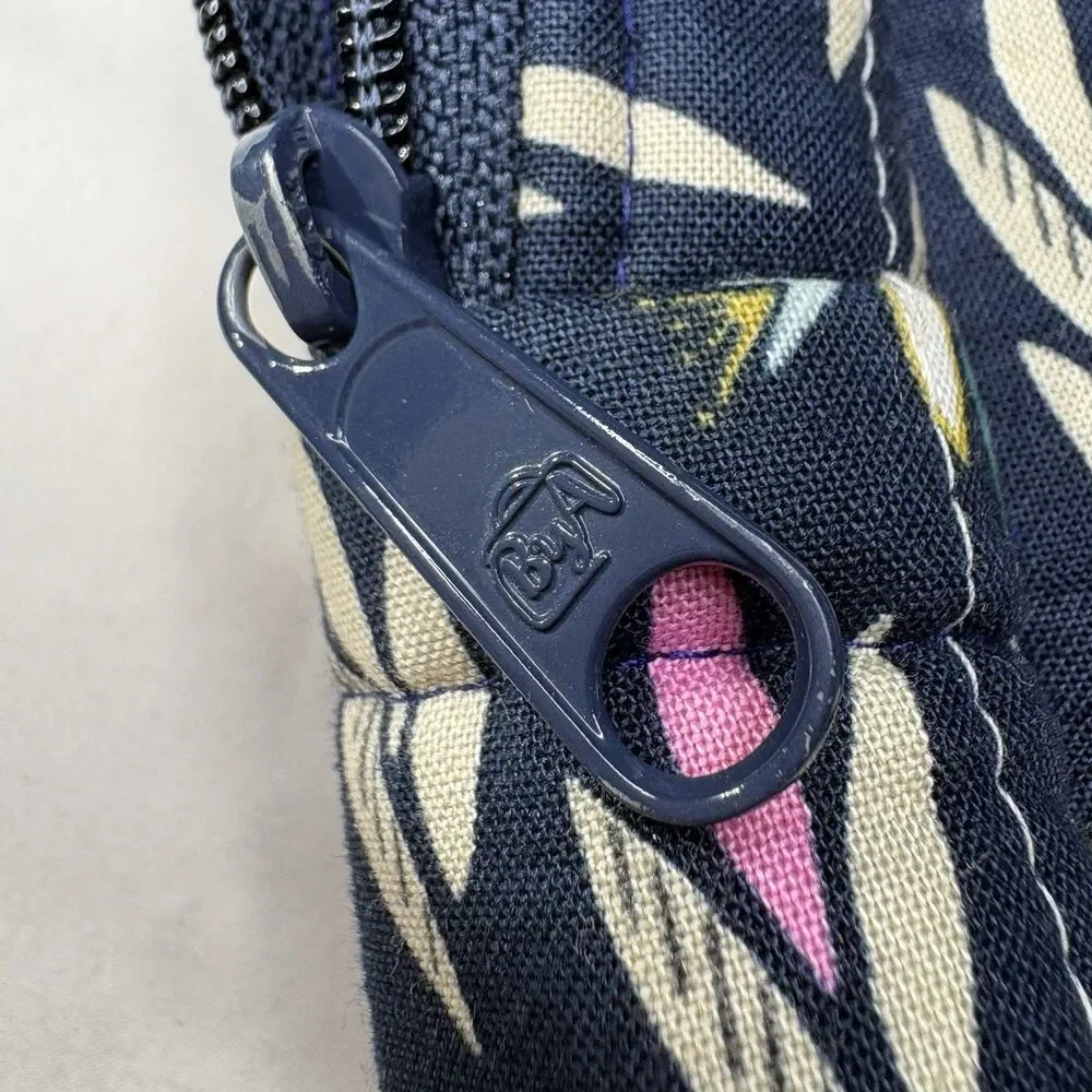 by A Quilted Backpack Adjustable Straps Blues Pink Floral With Side Pockets